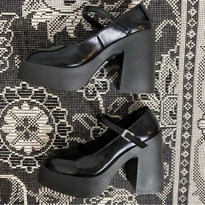 ASOS Design polar patent leather platform Mary Jane heels faux leather Vegan 5